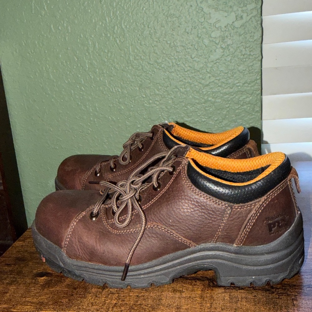 Timberland PRO TiTAN alloy toe work oxford boots shoes in brown leather